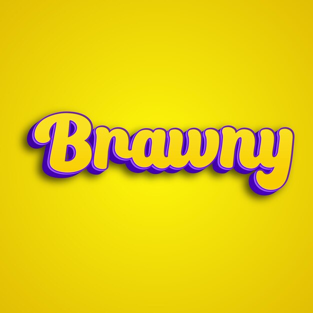 La tipografía 3D de Brawny es de color amarillo, rosa y blanco. La foto de fondo es jpg.