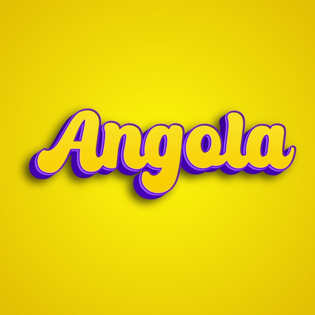 La tipografía de Angola diseño 3D amarillo rosa blanco fondo foto jpg.