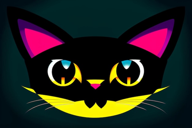 tipografía arte vector estilo caricatura 1 Lindo lindo gato perfecto Colores muy brillantes coloridos