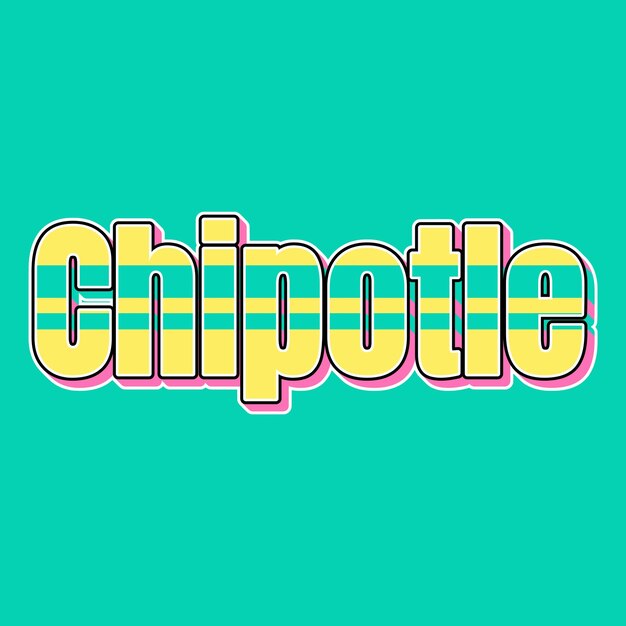 Foto tipografía chipotle diseño 3d vintage de los años 90 texto de fondo de color rosa amarillo foto jpg