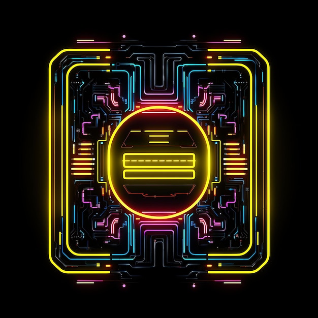Tipografía Cyberpunk Diseño Borderline Líneas de neón Estilo Retr Y2K Formas Neón Arte de luz transparente