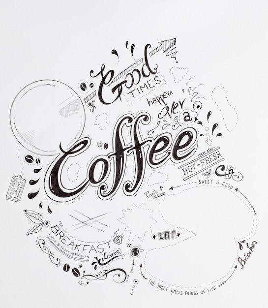 Tipografia de mão desenhada café da manhã Lettering