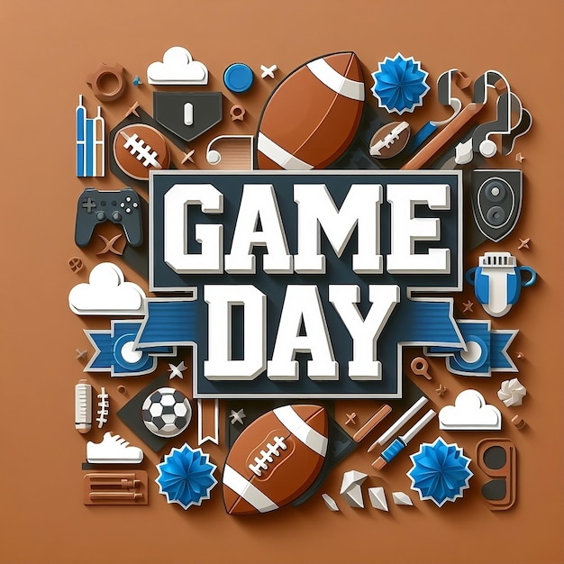 Tipografía del día del juego Ilustración con diseño de fondo marrón concepto del domingo del super bowl