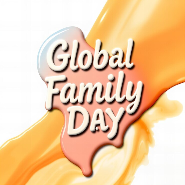 Foto la tipografía del día mundial de la familia con el estilo de gotas líquidas