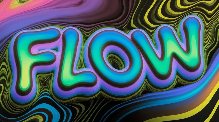 Foto tipografía de flujo 3d psicodélico