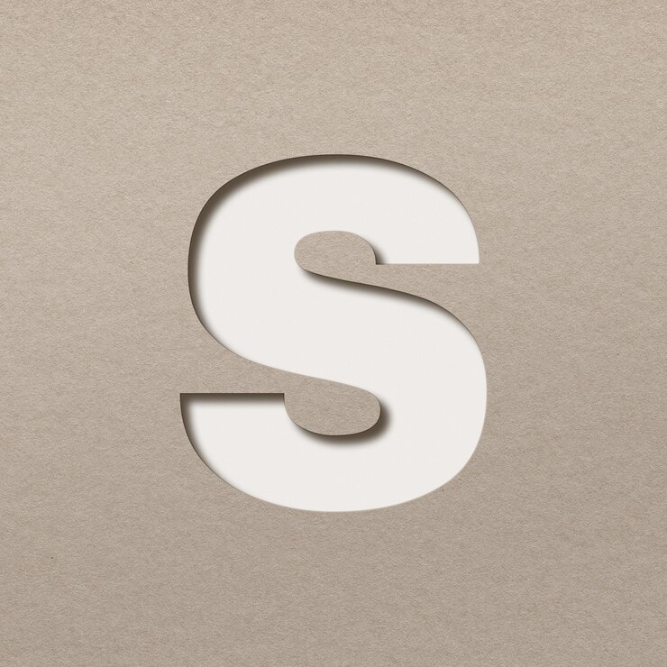 Foto tipografía de fuente clipart cortada en papel 3d en minúsculas s png