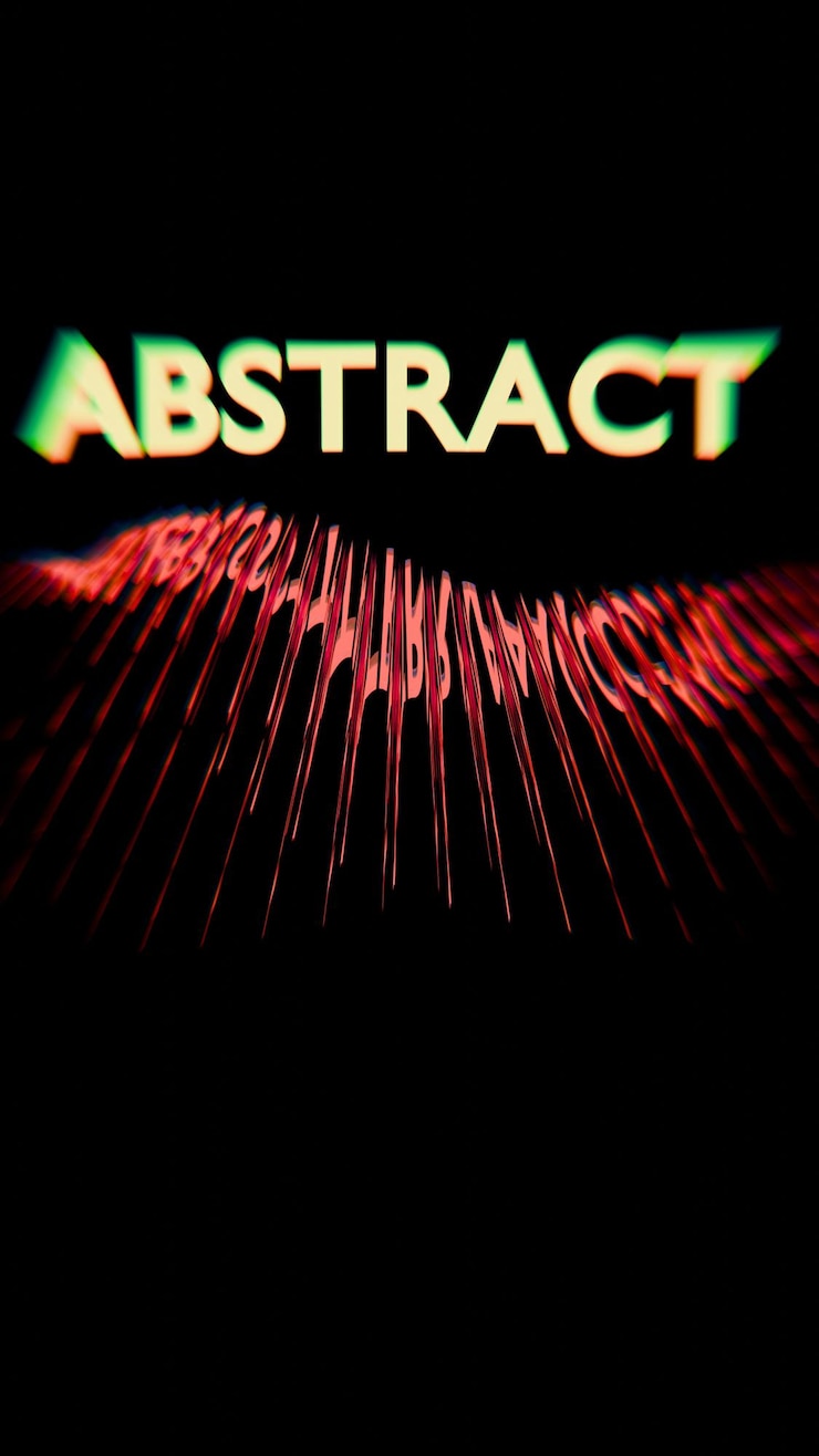 Foto tipografía de glitch abstracta con desdibujado de movimiento de brillo de neón y distorsión digital en un fondo negro
