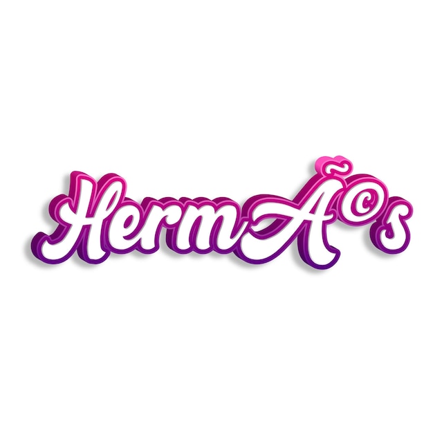 La tipografía Herms diseño 3D amarillo rosa fondo blanco foto jpg