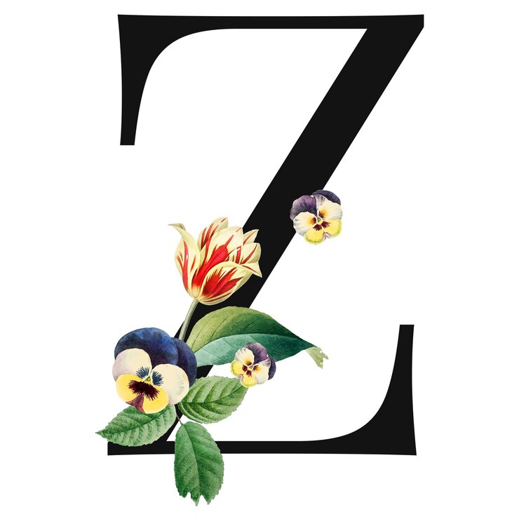Foto la tipografía de la letra z mayúscula decorada con flores