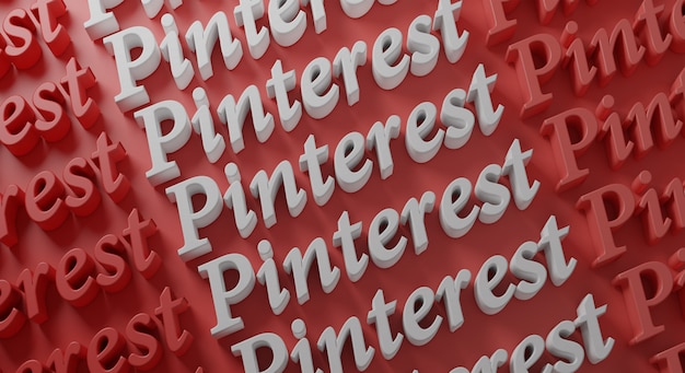 Tipografia múltipla do pinterest na parede vermelha, renderização em 3d