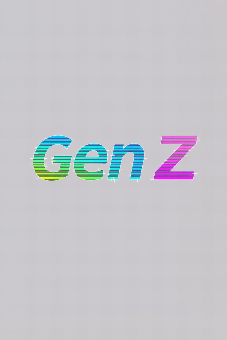 Foto tipografía de neón glitchy de la generación z