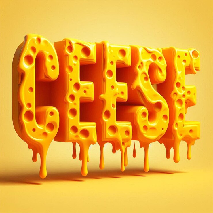 Foto tipografía de queso derretido con agujeros