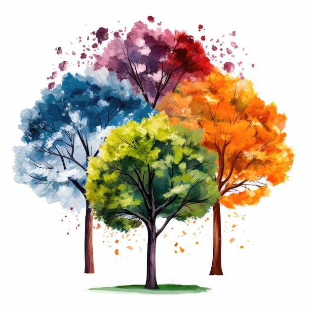 Tipos de árboles de primavera verano otoño invierno y primavera
