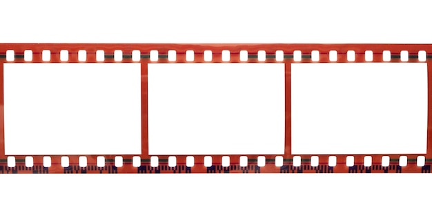 Tira de filme com molduras em branco de espaço de cópia para foto isolada em fundo branco