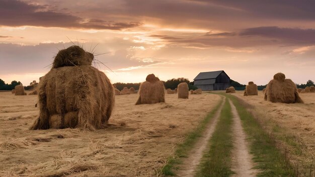 Foto tirado de um campo de feno