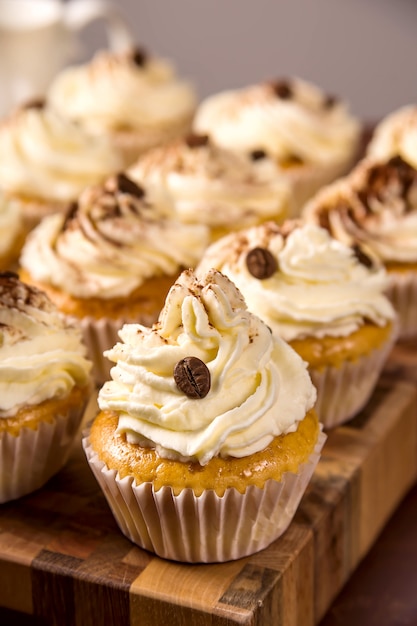 Tiramisu-Cupcakes mit Kakaopulver verziert