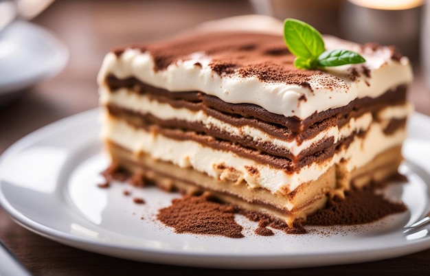 Un tiramisu italiano de cerca