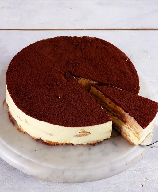 Tiramisu-Kuchen Hausgemachtes Tiramisu-Dessert Traditionelle italienische Küche