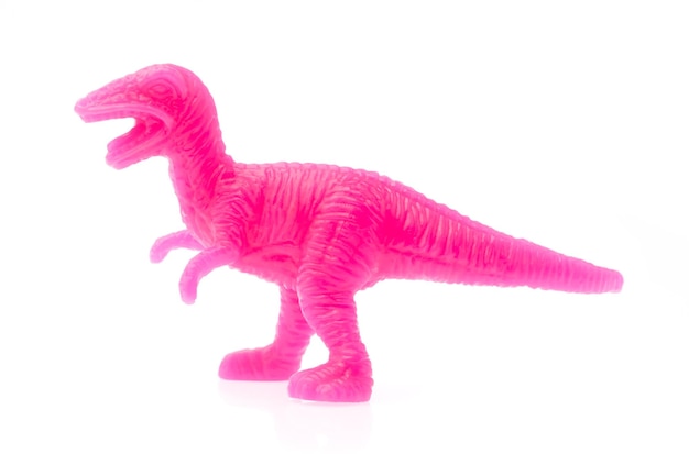 Tiranossauro Rex feito de plástico. brinquedo de dinossauro isolado no fundo branco