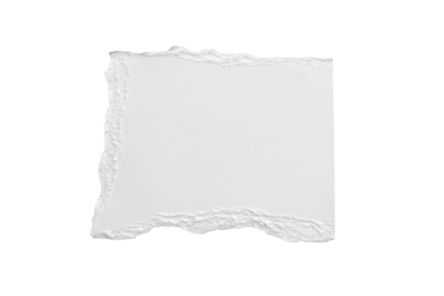 Tiras de bordes rasgados de papel rasgado blanco aisladas sobre fondo blanco