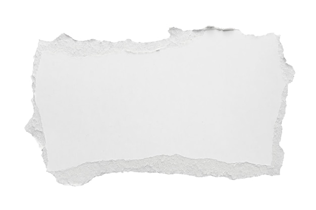 Foto tiras de bordas rasgadas de papel branco rasgadas isoladas em fundo branco