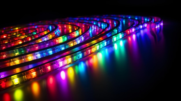 Las tiras de LED son luces rgb de colores sobre un fondo negro