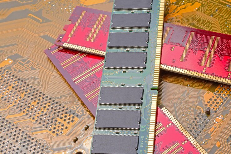 Foto tiras multicolores de memoria de acceso aleatorio