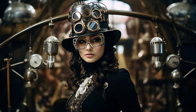 Foto tire fotos de modelos vestidos com roupas inspiradas no steampunk