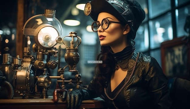 Foto tire fotos de modelos vestidos com roupas inspiradas no steampunk