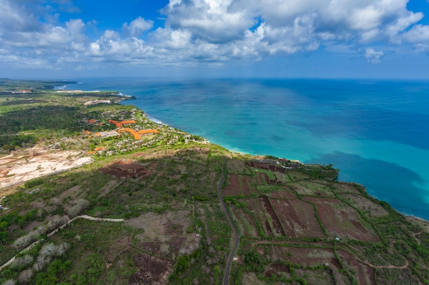 Foto tiro aéreo, sobre, ilha bali