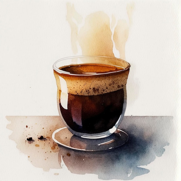 tiro de café, aquarela