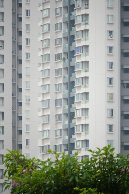 Tiro de detalhe de edifícios residenciais de singapura