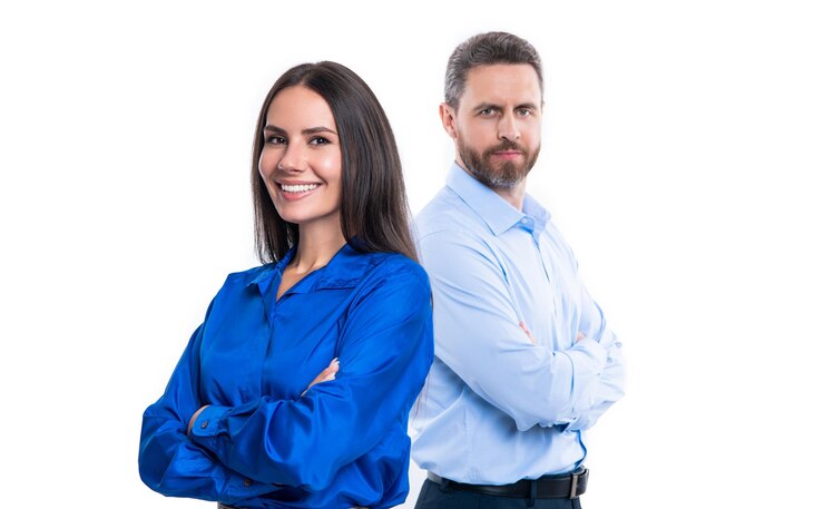Foto tiro de estúdio de foco seletivo de liderança empresarial empresária bem-sucedida representa liderança