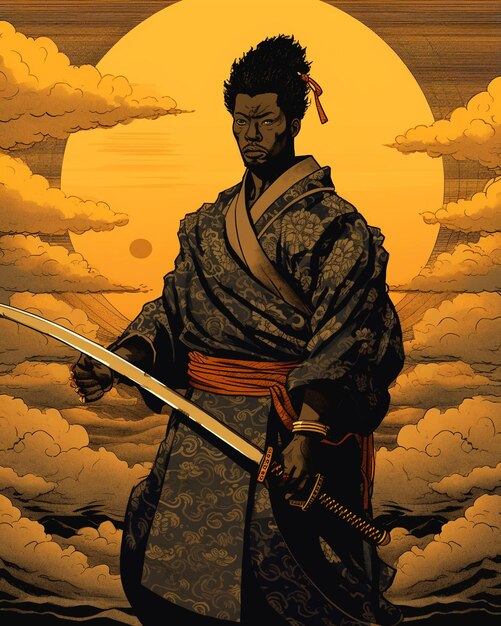 Foto tiro de samurai