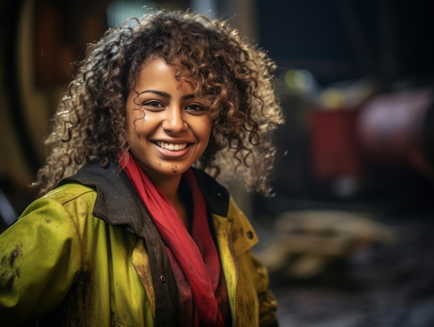 tiro fotográfico de uma mulher natural trabalhando como trabalhador da construção civil