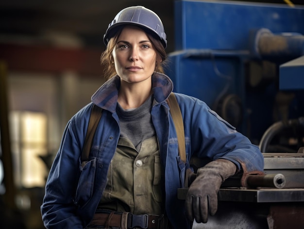 tiro fotográfico de uma mulher natural trabalhando como trabalhador da construção civil