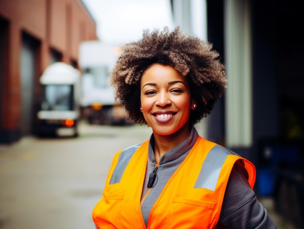 tiro fotográfico de uma mulher natural trabalhando como trabalhador da construção civil