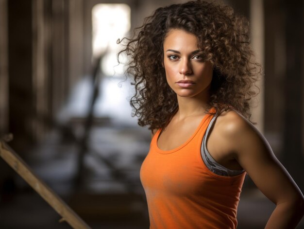 tiro fotográfico de uma mulher natural trabalhando como trabalhador da construção civil