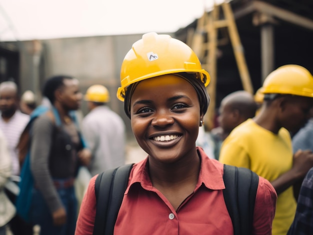 tiro fotográfico de uma mulher natural trabalhando como trabalhador da construção civil