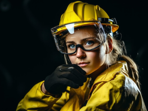 tiro fotográfico de uma mulher natural trabalhando como trabalhador da construção civil