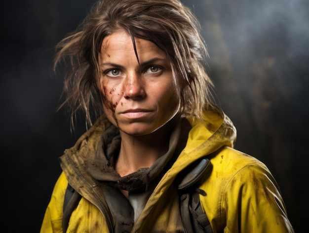 tiro fotográfico de uma mulher natural trabalhando como trabalhador da construção civil