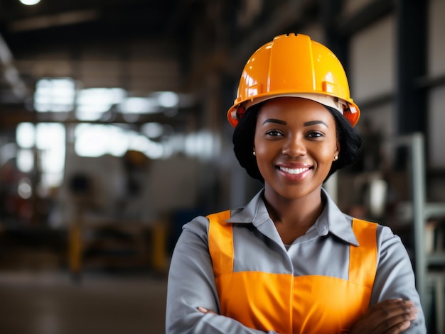 Foto tiro fotográfico de uma mulher natural trabalhando como trabalhador da construção civil