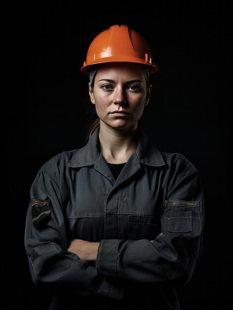 Foto tiro fotográfico de uma mulher natural trabalhando como trabalhador da construção civil