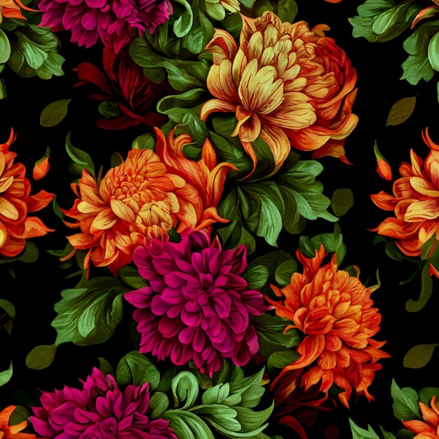 Tiro horizontal de uma bela flor vintage 3d ilustrada