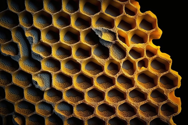 Tiro macro closeup de textura de favo de mel com mel gerado por AI