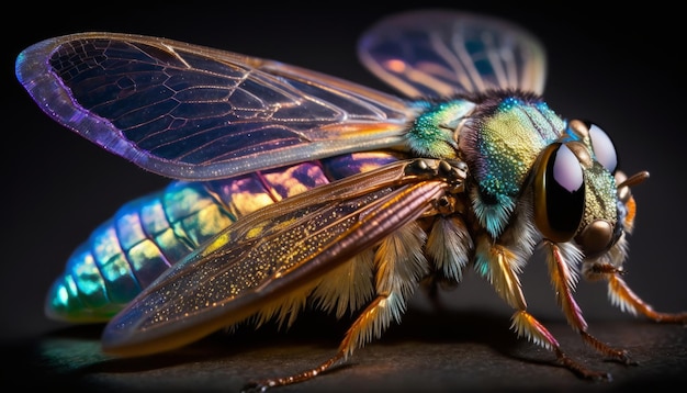 Tiro macro de uma abelha de carpinteiro Apis mellifera Generative AI