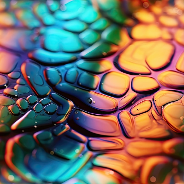 Foto tiro macro de uma textura de vidro colorido com um padrão vibrante