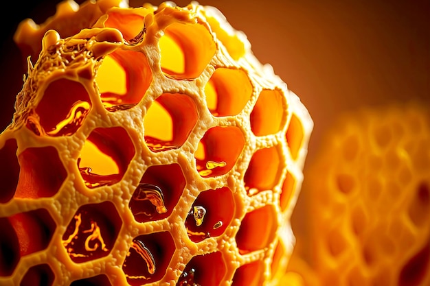 Tiro macro extremo de un panal lleno de miel