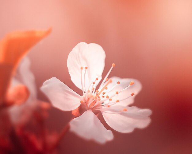 tiro macro de la flor del ciruelo de cereza en una rama de árbol