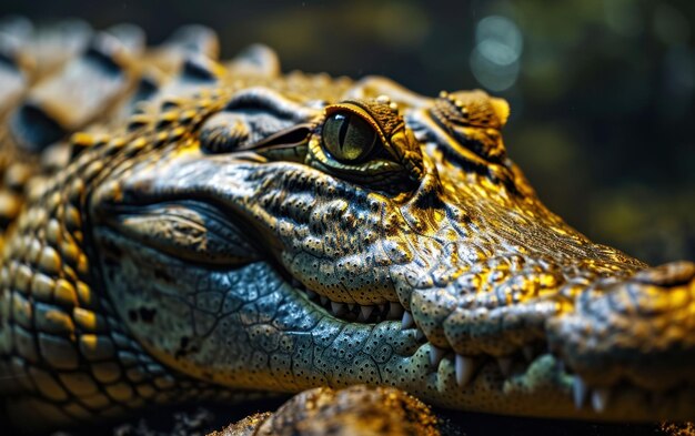 Un tiro de una mirada amenazante de un cocodrilo